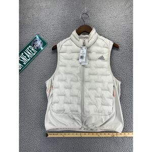 Adidas X-City Padded Running Vest Jacket Womens Large White Back Pockets NEW L